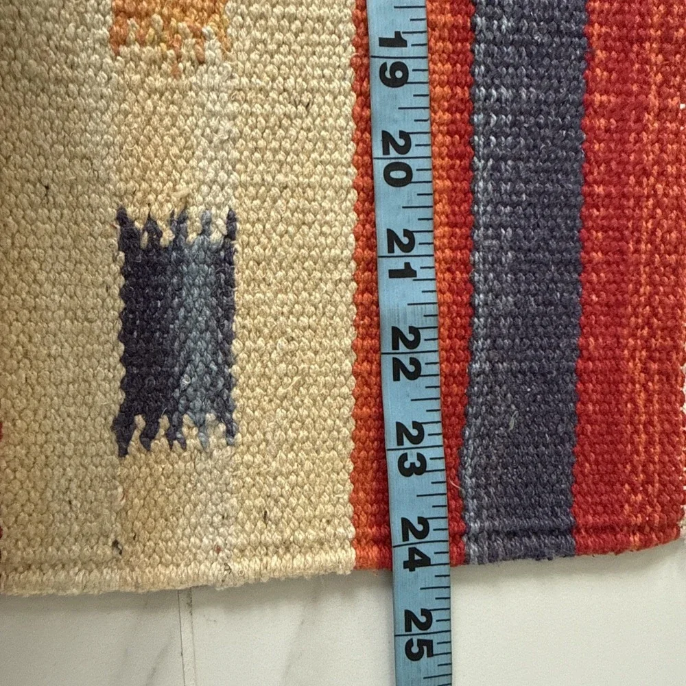 Hand Woven Dhurrie Doormat Rug 3x2ft Kilim Fringed Southwestern Hall Room Aztec
